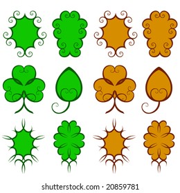 Swirly leaf vector designs in autumn and summer colors