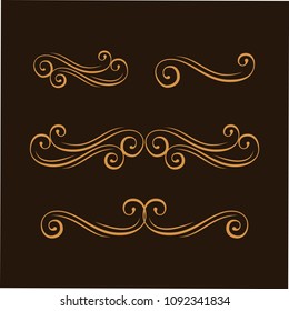 Swirly line, curl, flourish pattern. Filigree ornamental page decoration, page divider. Wedding invitation, Save the date card, Holiday greeting card design. Vector illustration.