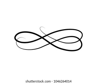 Swirly line curl patterns isolated on white background. Vector flourish vintage embellishments for greeting cards. Collection of filigree frame decoration illustration.