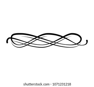 Swirly line, wave icon, decorative curly shape. Pade divider, Ornamental frame. Filigree element Vector