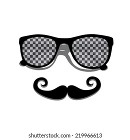 Swirly mustache and retro pattern shade isolated on white background