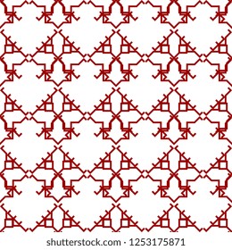 Swirly ornament seamless pattern vector. Vintage red and white colors background wallpaper for fashion textile print.