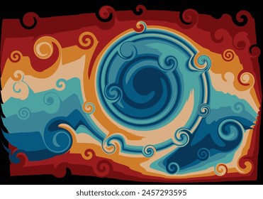 Swirly pattern shape rainbow color. Wavy curvy flow pattern multi color for background design.