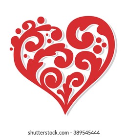 Swirly Red Heart Symbol Love Romantic Concept Vector Design