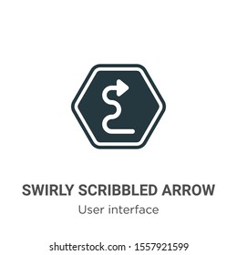 Swirly scribbled arrow vector icon on white background. Flat vector swirly scribbled arrow icon symbol sign from modern user interface collection for mobile concept and web apps design.