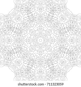 Swirly Seamless Pattern. Lacy Black and White Background for Paper, Textile, Book Cover. Abstract Flourish Design