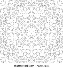 Swirly Seamless Pattern. Lacy Black and White Background for Paper, Textile, Book Cover. Abstract Flourish Design