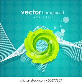 Swirly shape on blue. Abstract vector background