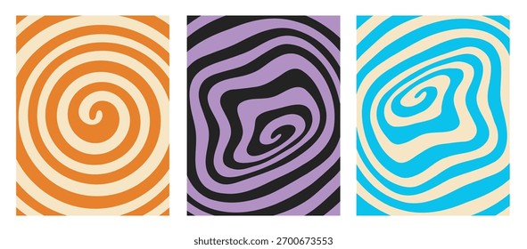 Espiral retrô psicodélico Fundo conjunto