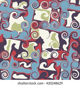 Swirly tiles - vector seamless pattern
