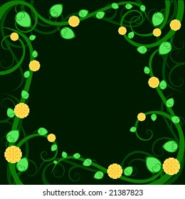 Swirly vine and flower background or border