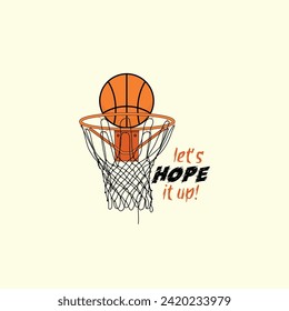 Swish basketball and hope or net vector design with minimal style