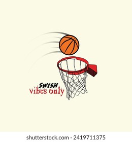 Baloncesto de deseo y diseño vectorial neto con estilo mínimo