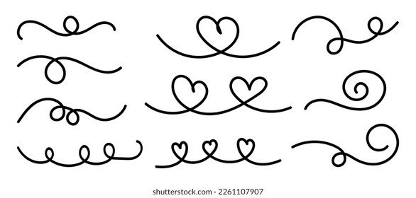 Swish doodle underline set Hand drawn