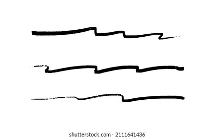 Swish underline. Decorative squiggle wave lines. Vector illustration of handwritten lines isolated on white background.