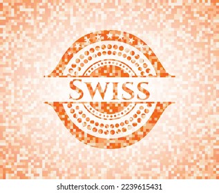 Swiss abstract orange mosaic emblem 