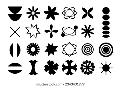 Swiss aesthetic elements collection. Brutalist bauhaus shapes for decor and design. Abstract vector illustration.
