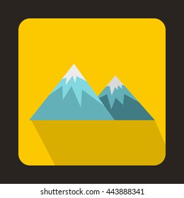 Swiss alps icon in flat style on a yellow background