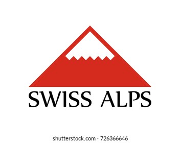 Swiss Alps - Vector Logo Illustration with caption isolated on white background.