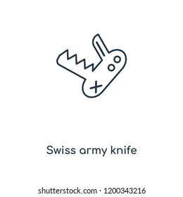 Swiss army knife concept line icon. Linear Swiss army knife concept outline symbol design. This simple element illustration can be used for web and mobile UI/UX.