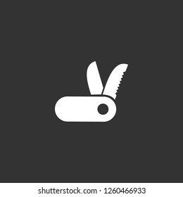 swiss army knife icon vector. swiss army knife sign on black background. swiss army knife icon for web and app