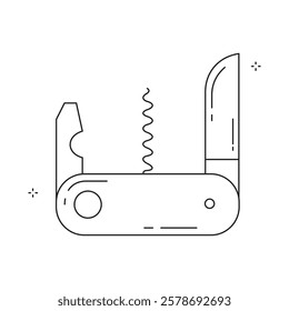 Swiss Army Knife Survival Gear Vector Icon Design with Editable Stroke