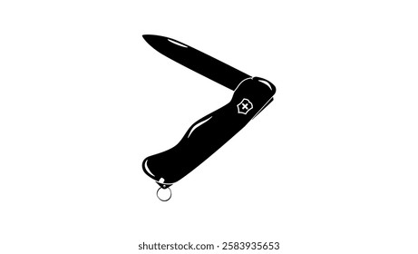 Swiss Army Knife symbol , black isolated silhouette