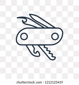 Swiss army knife vector outline icon isolated on transparent background, high quality linear Swiss army knife transparency concept can be used web and mobile