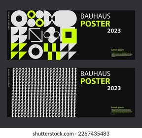 Von Swiss Art inspirierte Vektorgrafiken, die mit abstrakten geometrischen Formen und Texten erstellt wurden und für Posterkunst und Digitaldrucke nützlich sind.