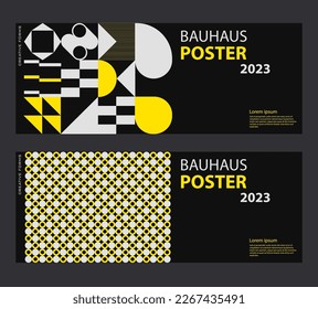 Von Swiss Art inspirierte Vektorgrafiken, die mit abstrakten geometrischen Formen und Texten erstellt wurden und für Posterkunst und Digitaldrucke nützlich sind.