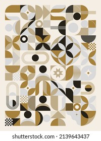 Swiss Art inspired vector pattern artwork made with abstract geometric shapes and bold forms. Digital graphics design for poster, cover, art, presentation, prints, fabric, wallpaper and etc.

