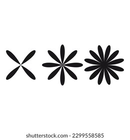Swiss bauhaus y2k brutalist elements. Abstract geometric shapes, contemporary flower figure. Vector memphis design, primitive element set