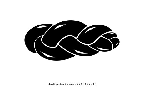 Logotipo trenzado suizo del pan, silueta aislada negra