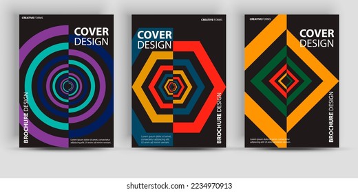 Swiss brochure template collection. Contemporary vertical banners vector trendy set