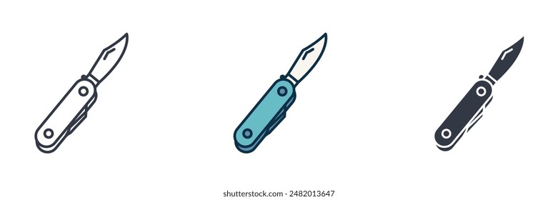 Swiss camping pocket knife Icon symbol vector illustration isolated on white background