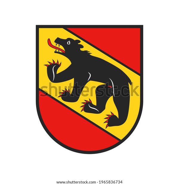 Swiss canton emblem, Bern or Berne in Switzerland\
vector coat of arms icon. Switzerland country, Bern region emblem\
of flag symbol with bear, Swiss travel and culture, isolated\
heraldic sign