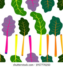 Swiss chard salad veggie leaves icon vector seamless pattern