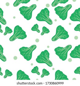 Swiss Chard Vegetable Seamless Pattern would be perfect for fabric, textile, gift wrap, wallpaper, surface designer, background, backdrop, and ornament.