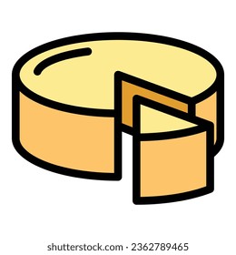 Swiss cheddar icon outline vector. Fondue cheese. Cow cook color flat
