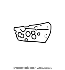 Swiss cheese black line icon. Dairy product. Pictogram for web page, mobile app, promo.