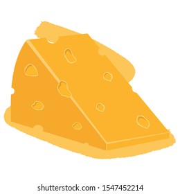 Swiss cheese block design illustration. cheese flat design. Healthy food for diet design for breakfast, lunch, dinner. eps 10 compatible. no gradient. no transparency. Vector graphic design