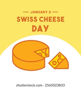 Swiss Cheese Day. January 2. Cheese icon. Eps 10.