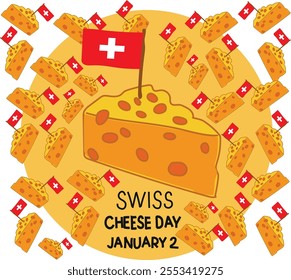 swiss cheese day day vector illustration. Good for banner, poster, greeting card, party card, invitation, template, advertising, campaign, and social media.