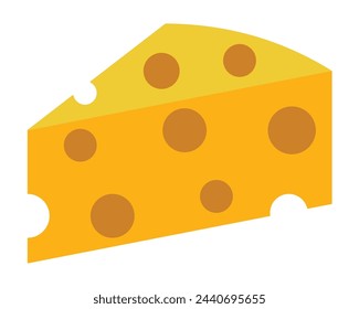 Swiss cheese or Emmental cheese flat color icon, Delicious and nutritious chunks of cheese flat vector.