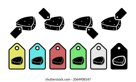 Swiss cheese, food, ingredient vector icon in tag set illustration for ui and ux, website or mobile application