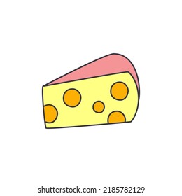 Swiss cheese icon in color, isolated on white background 