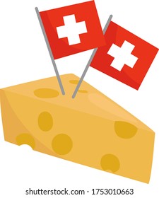 Queso suizo , ilustración, vector sobre fondo blanco