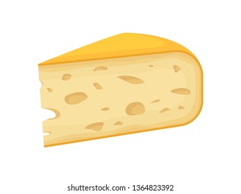 Swiss cheese on white background. Vector illustration.