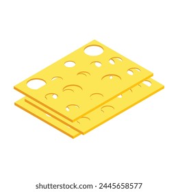 Swiss cheese triangle illustration isolated on white background.