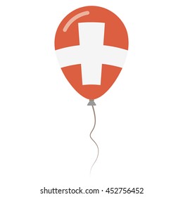 Swiss Confederation national colors isolated baloon on white background. Independence day patriotic poster. Flat style flag balloon. National day vector illustration.